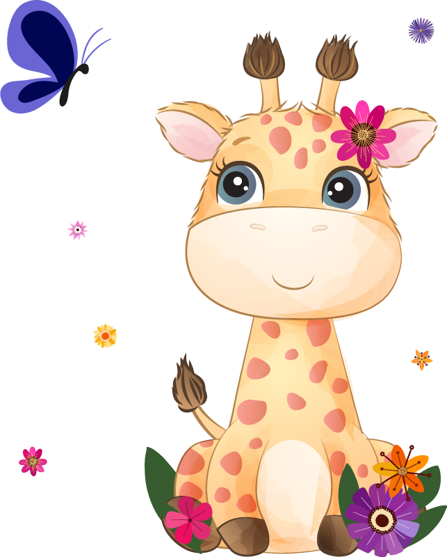 Animal mat wild africa giraffe girl for kids - TenStickers