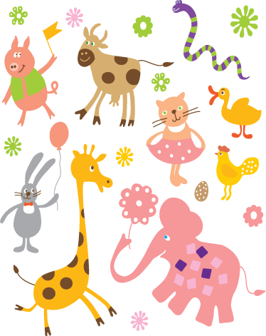 Colorful creatures animal mat - TenStickers