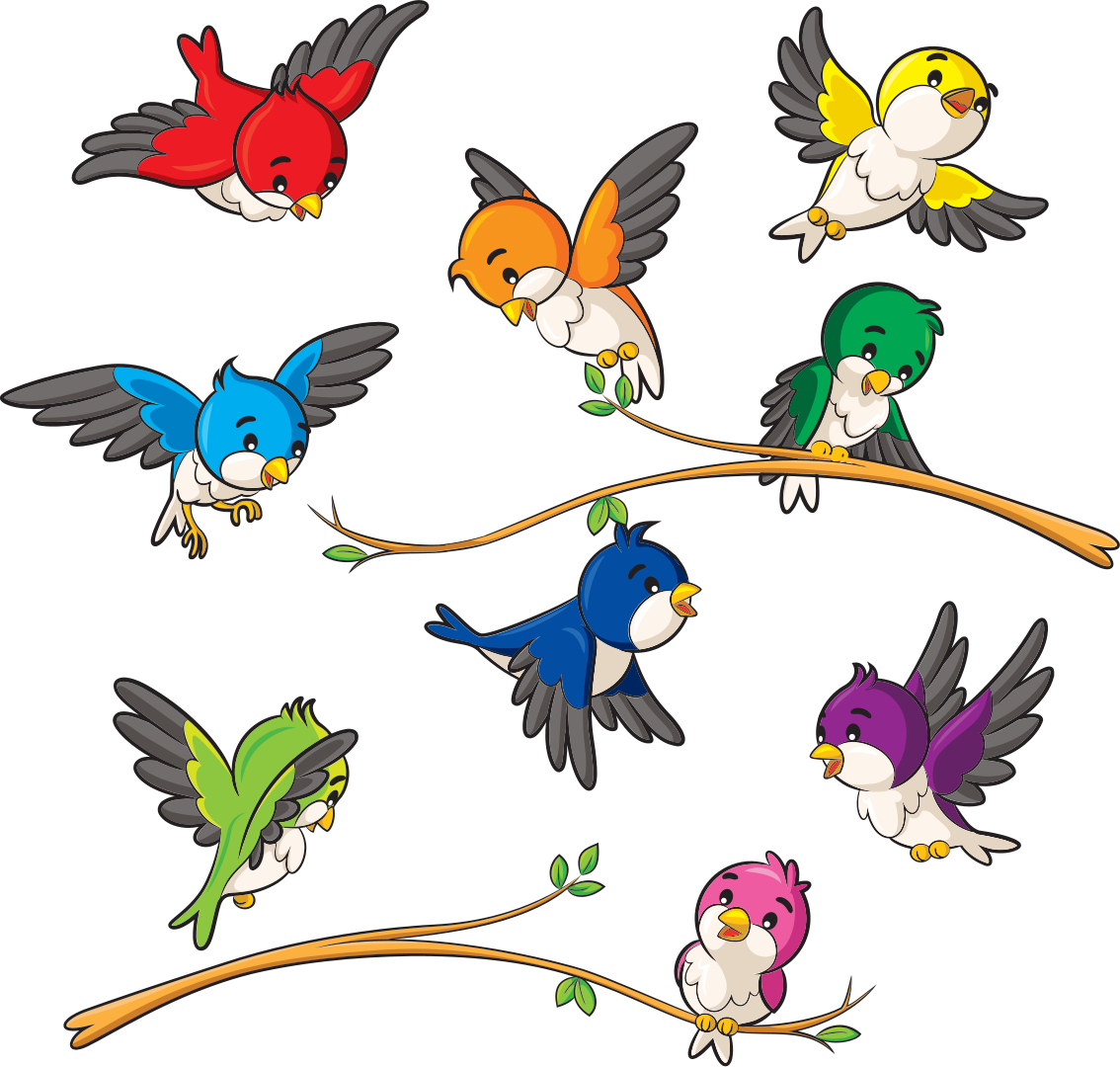Animal mat colorful little birds - TenStickers