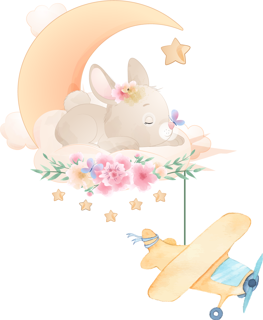 Bunny sleeping on the moon animal mat - TenStickers