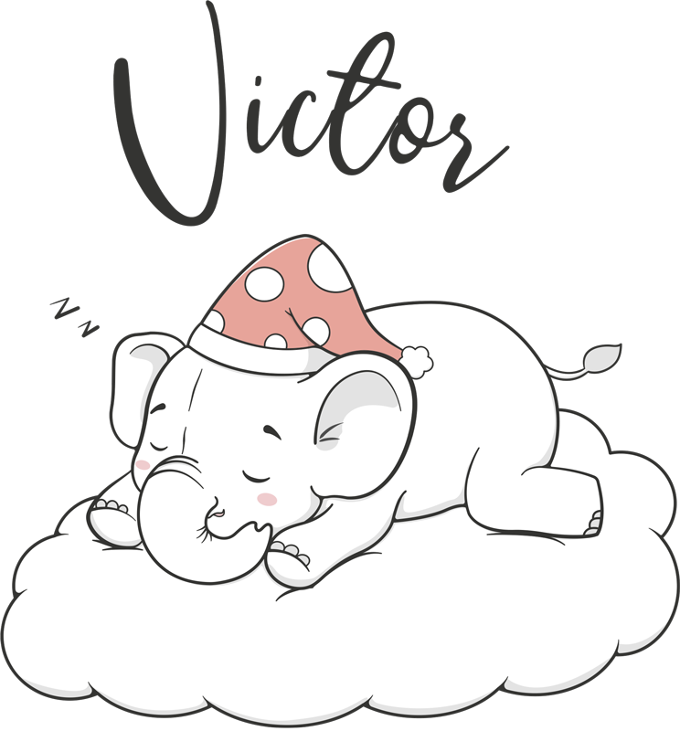 Animal mat personalized cloud elephant - TenStickers