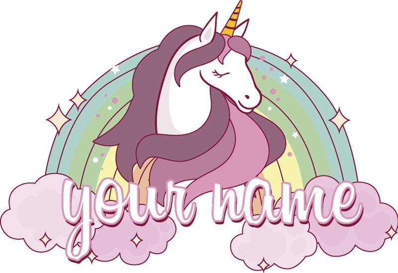 Animal mat pink unicorn with name - TenStickers