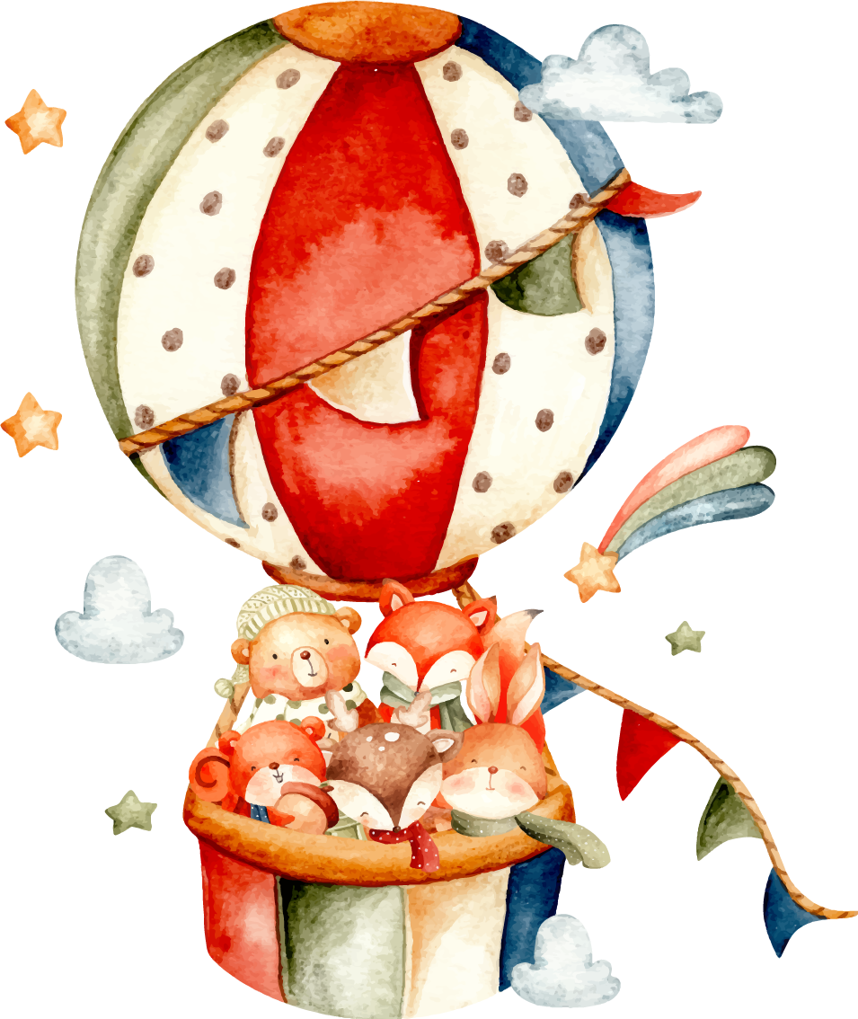 Animal mat with animals on colorful balloons - TenStickers