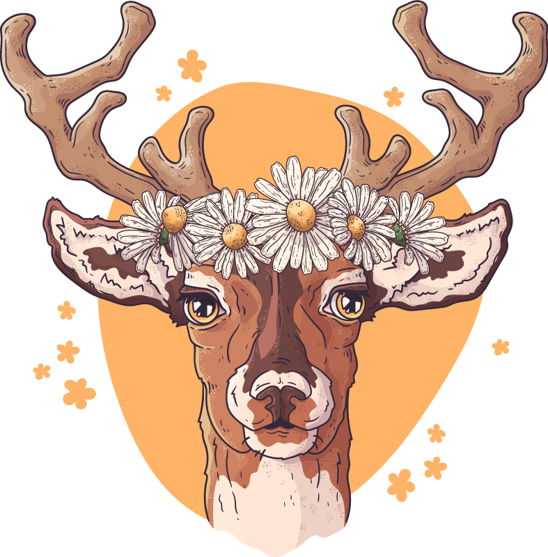 Animal mat floral stag design - TenStickers
