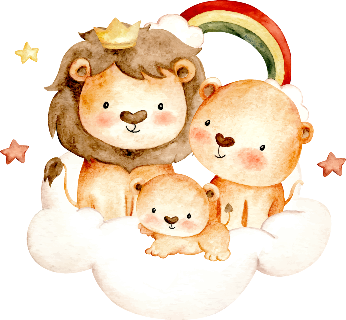 Baby animals with stars and clouds animal mat - TenStickers