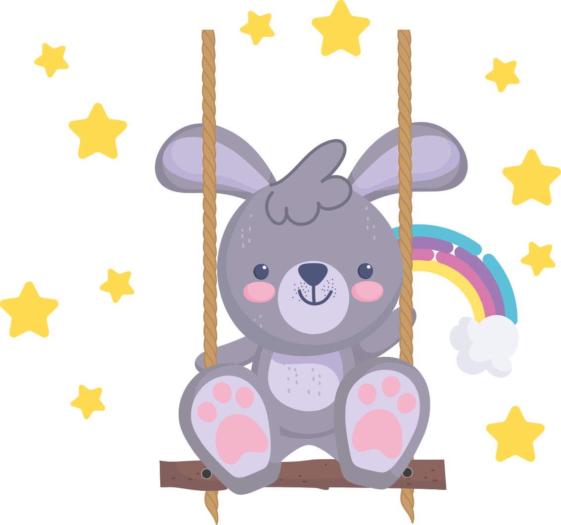 Animal mat bunny on starry swing - TenStickers