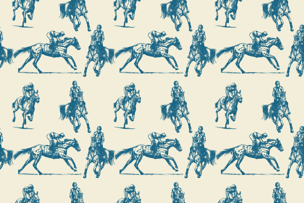 Animal mat in blue and beige horse pattern - TenStickers
