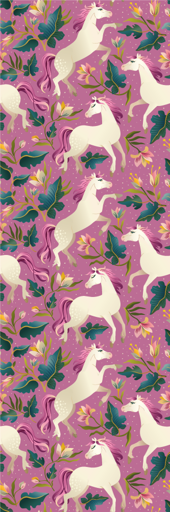 Animal mat with pink floral horse design - TenStickers