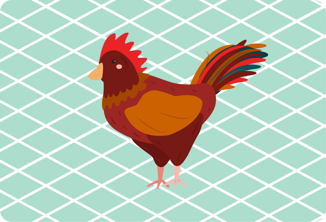 Animal mat red rooster side view - TenStickers