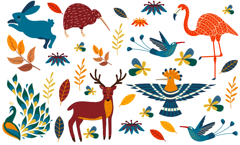 Animal mat with vibrant animal designs - TenStickers