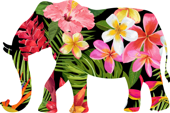Animal mat floral elephant design - TenStickers