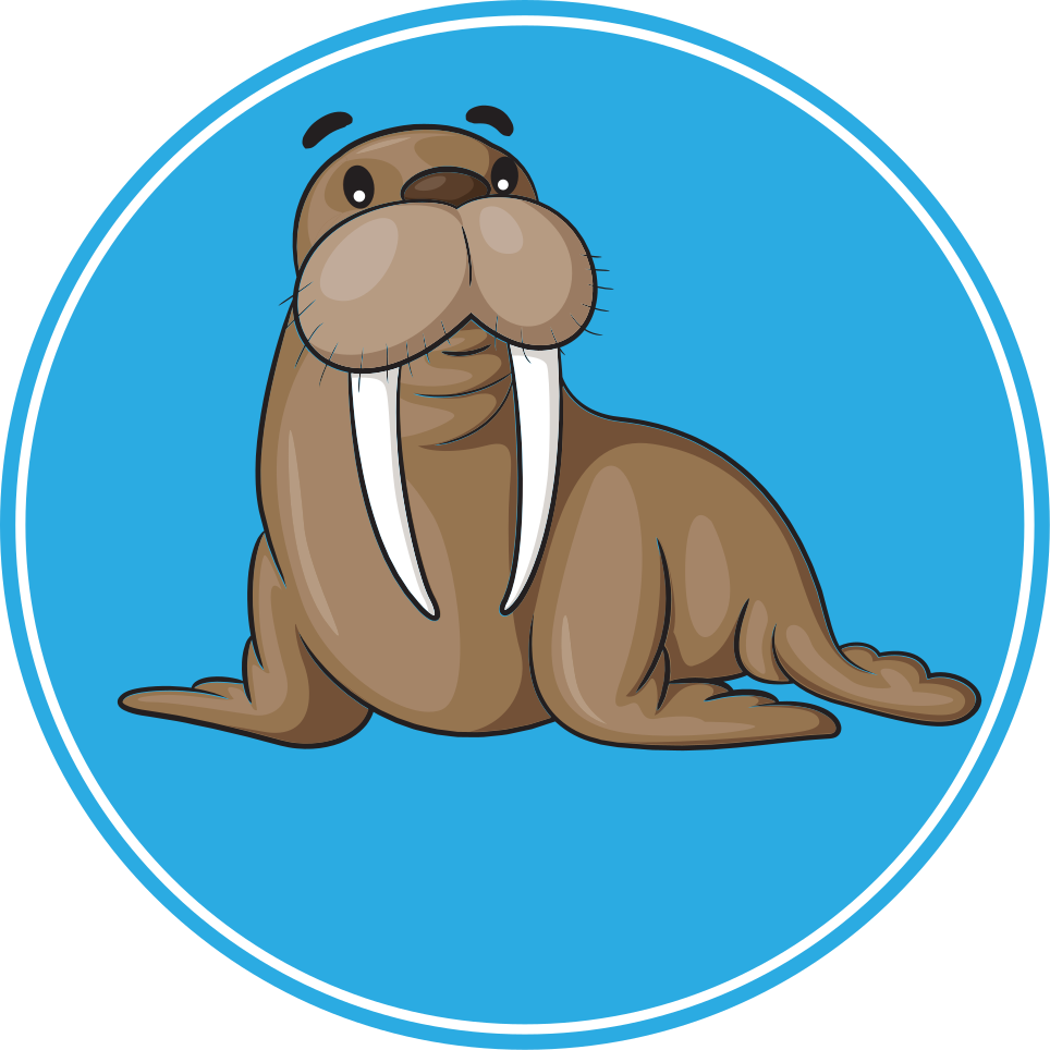 Cute walrus character animal mat - TenStickers
