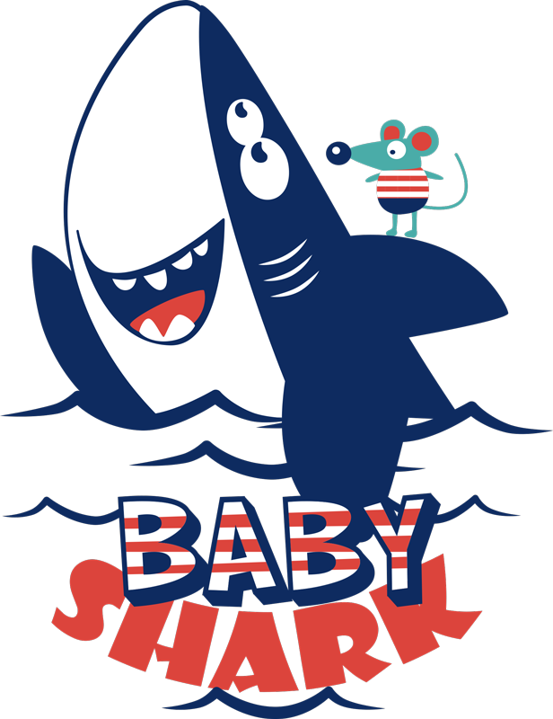 Happy shark character animal mat - TenStickers