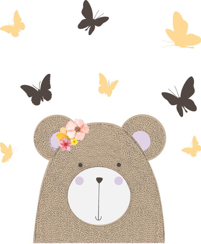 Playful bear motif animal mat - TenStickers