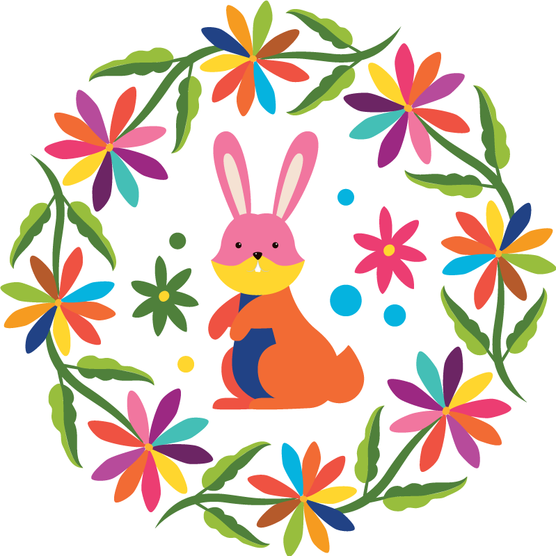 Animal mat colorful bunny design - TenStickers
