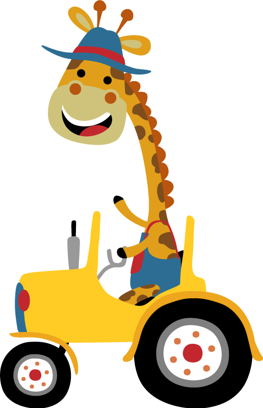 Animal mat happy giraffe tractor - TenStickers