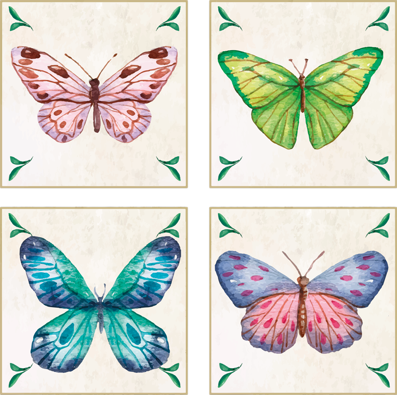 Animal mat with bright butterfly patterns - TenStickers