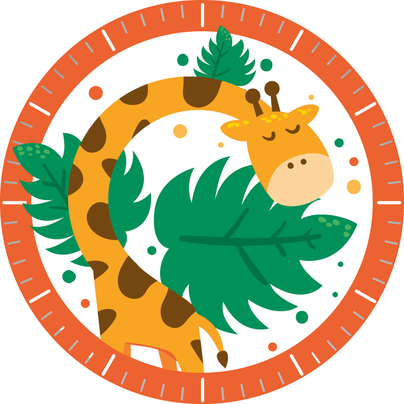 Animal mat with giraffe clock for kids - TenStickers