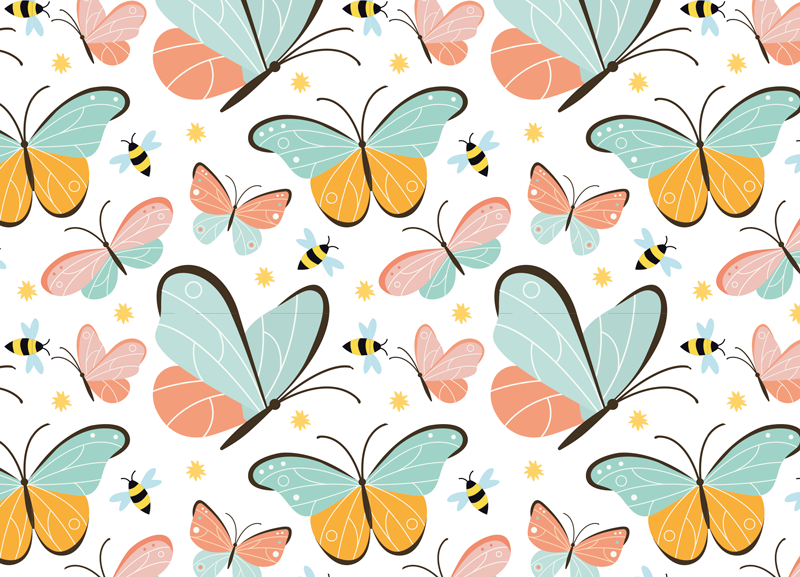 Animal mat with butterflies and bees design - TenStickers