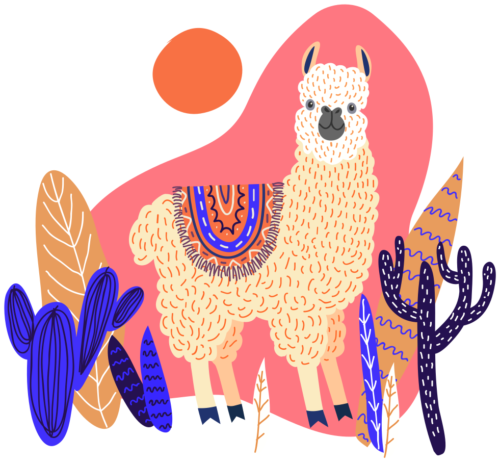 Animal mat peruvian llama and cactus design - TenStickers