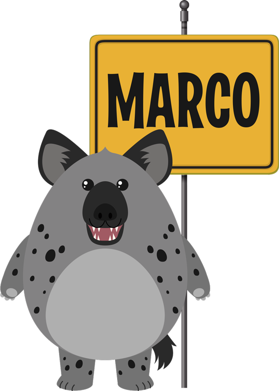 Animal mat hyena with name - TenStickers