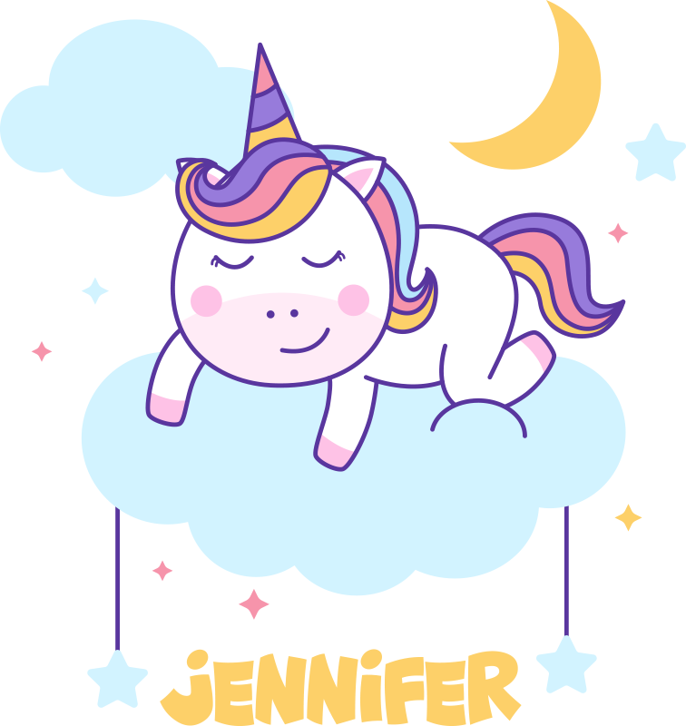 Sleeping unicorn personalised rainbow animal mat - TenStickers