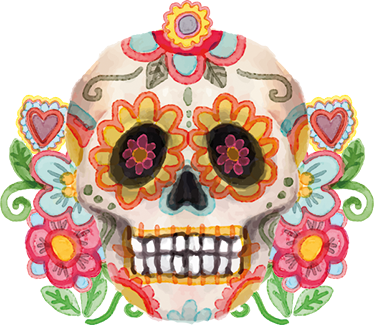 Halloween rugs aquarella floral skull design - TenStickers