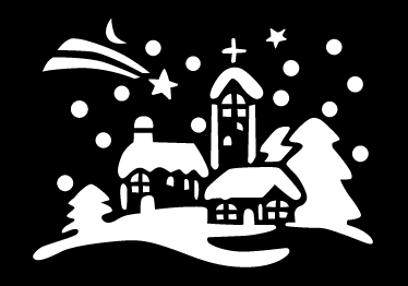 Christmas rug black and white village - TenStickers