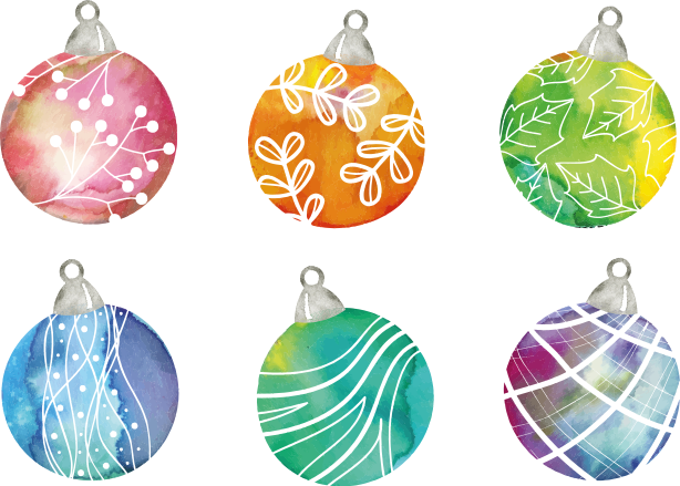 Christmas rug watercolor christmas bauble ornaments - TenStickers