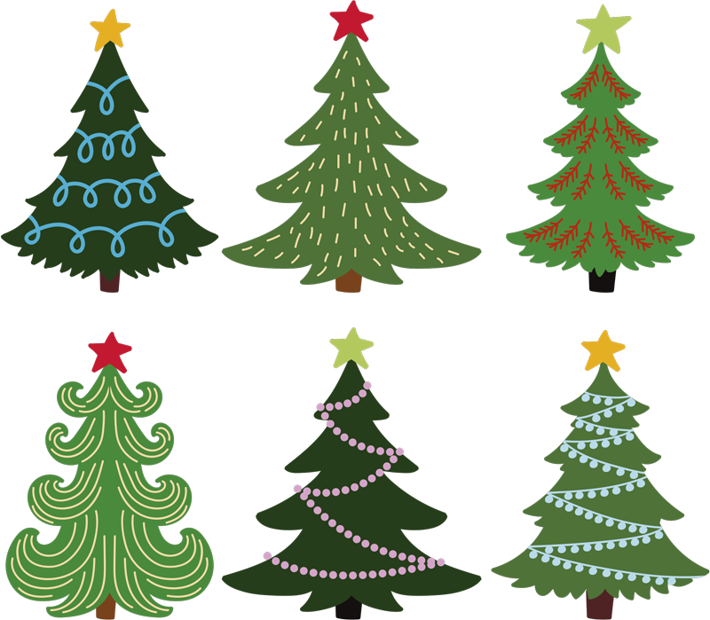 Colorful christmas tree set christmas rug - TenStickers