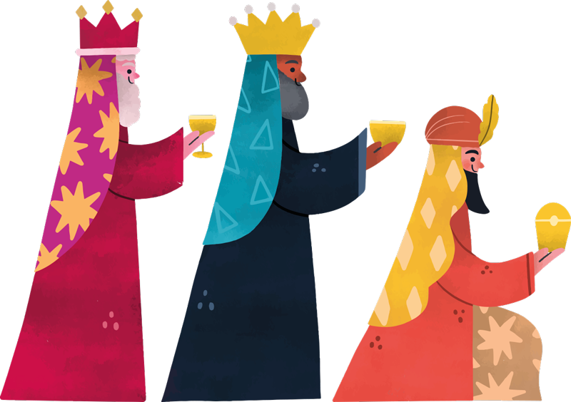 Christmas rug watercolor three kings design - TenStickers