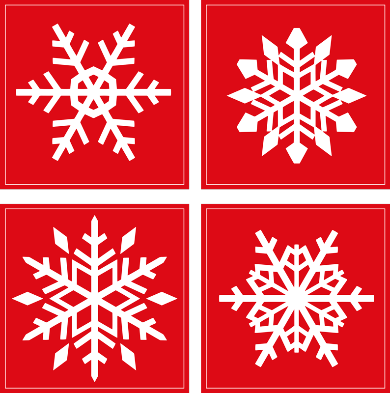 Christmas rug red snowflake tiles - TenStickers