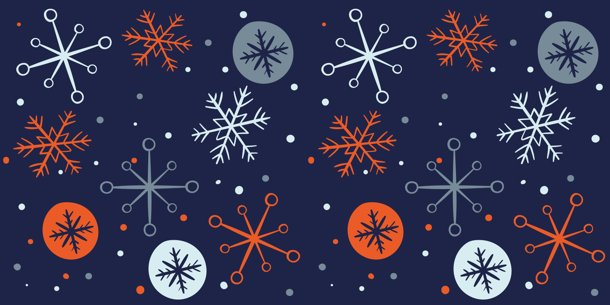 Christmas rug with blue and orange snowflakes - TenStickers