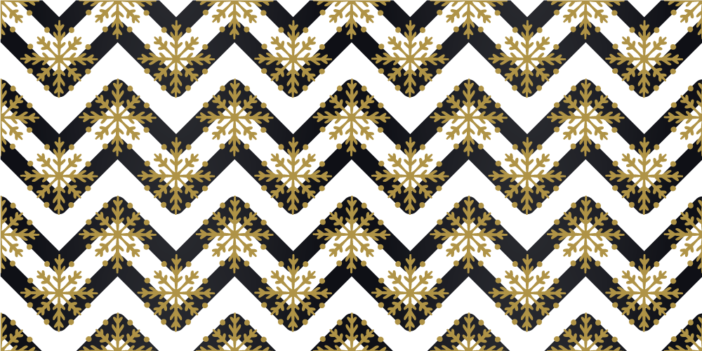 Christmas rug with golden snowflakes on zig zag stripes - TenStickers