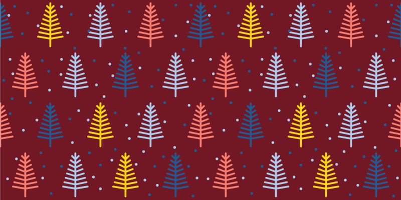 Christmas rug with colorful pine tree design - TenStickers