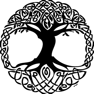 Floral rug with celta black tree design - TenStickers
