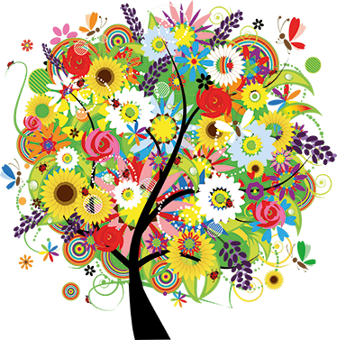 Floral rug summer tree design for vibrant decor - TenStickers