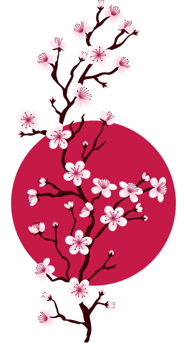 Floral rug with branches of japanese cherry tree - TenStickers