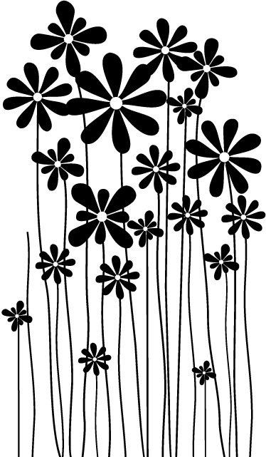 Floral rug with large black flowers - TenStickers