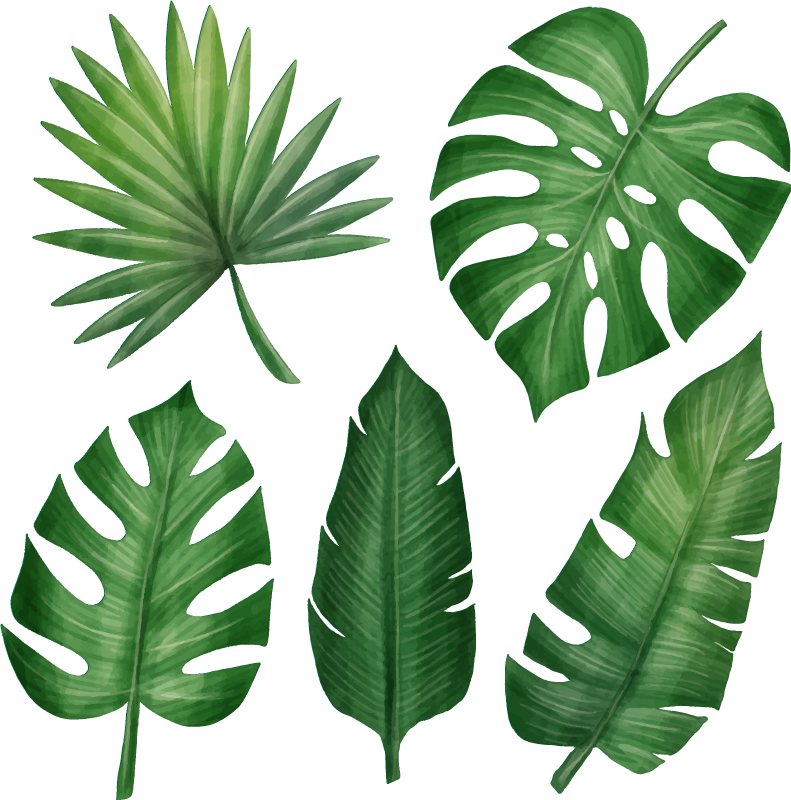 Floral rug realistic tropical leaf design - TenStickers
