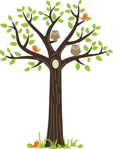 Floral rug with owls and trees design - TenStickers