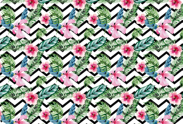 Floral rug in green tropical zigzag design - TenStickers