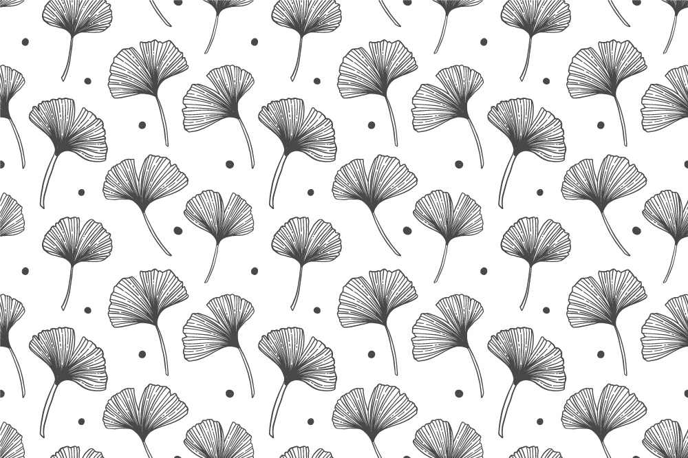 Floral rug with white ginkgo leaf pattern - TenStickers