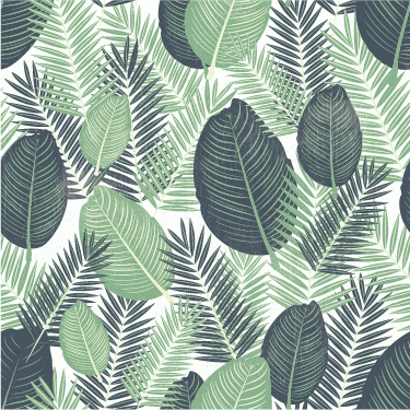Floral rug with large green plants design - TenStickers