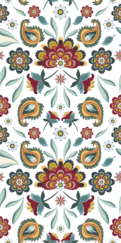 Floral rug with ethnic floral design - TenStickers
