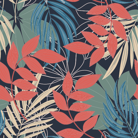 Floral rug with modern elegant flora and fauna pattern - TenStickers