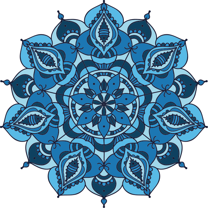 Floral rug in lotus blue mandala design - TenStickers