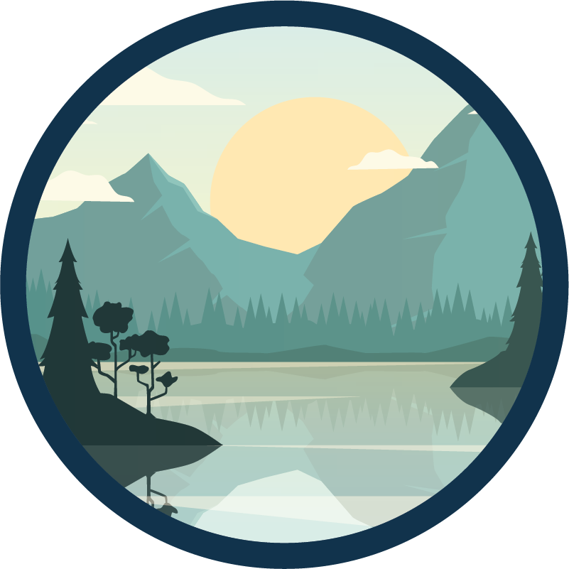 Floral rug silhouette mountain with lake - TenStickers