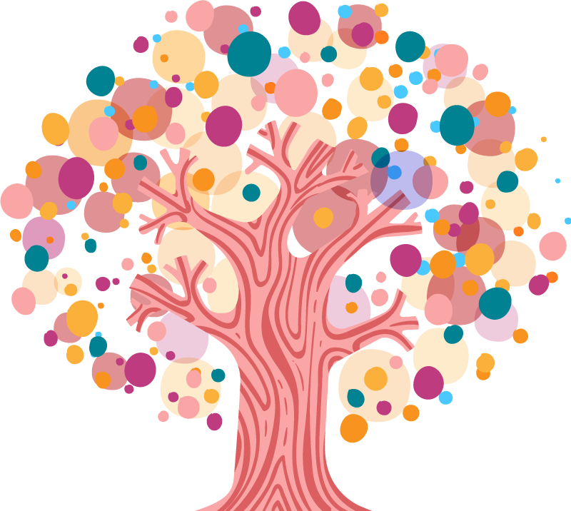 Floral rug with colorful tree silhouette - TenStickers