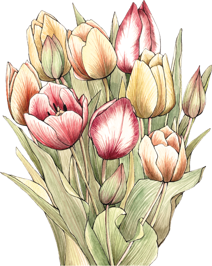 Floral rug colorful tulip bouquet - TenStickers